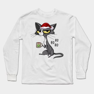 Grumpy christmas cat Santa hat Long Sleeve T-Shirt